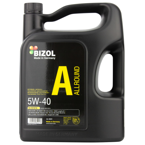 85221 BIZOL НС-синт. мот.масло Allround 5W-40 SN A3/B4 (5л) - 5 л